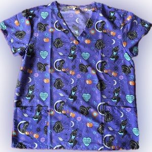 Gabby Brooke Halloween Scrubs Top Large NWT